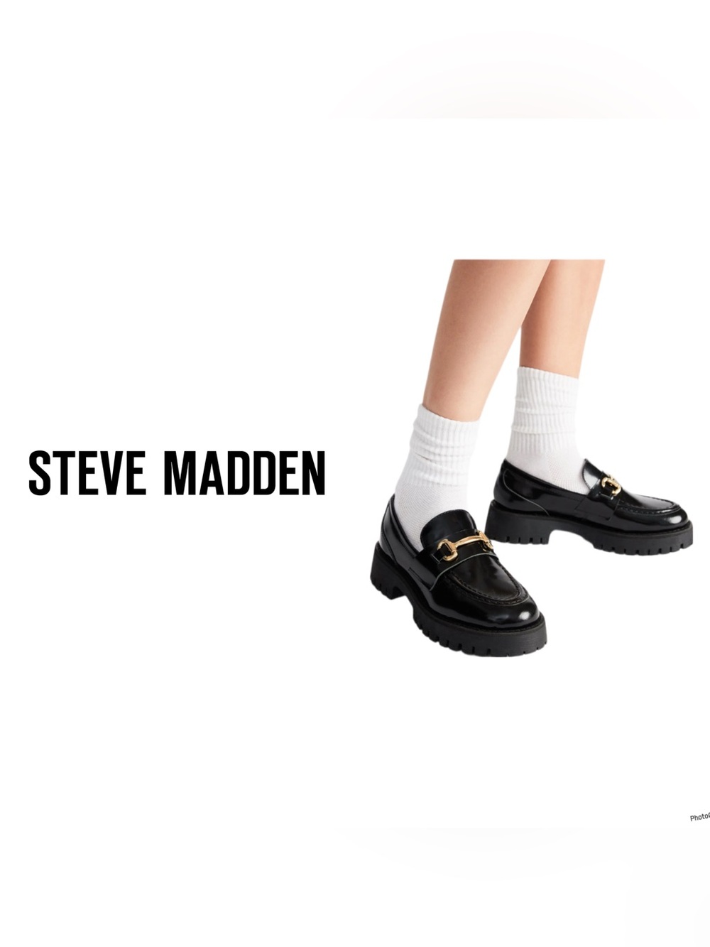 Steve madden LANDO BLACK LEATHER platform loafer shoes